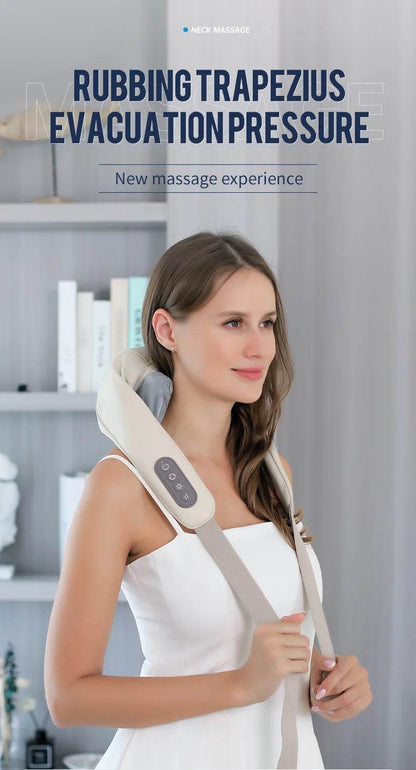 Foreverlily Wireless Neck And Back Massager Neck And Shoulder Kneading Massage Shawl Neck Cervical Relaxing Trapezius Massager - MarvelouStoree