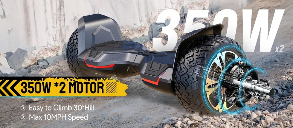 Gyroor Warrior 8.5 inch 350W*2 off-Road Hoverboard - All Terrain Hoverboard with Bluetooth Speaker and LED Lights, 10mph