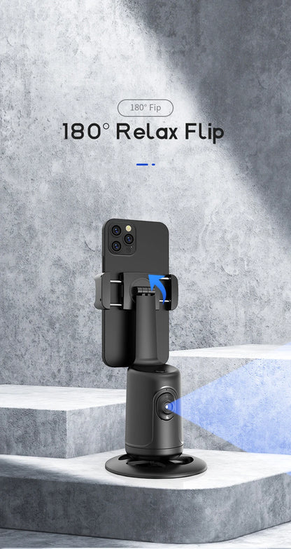 360 Auto Face Tracking Shooting Gimbal AI Camera Recognition Body Track Intelligent Follow Live Shoot Phone Stand Smart Mount