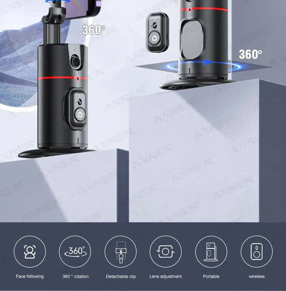 AXNEN 2023 New 360 Rotation Follow-up Gimbal Stabilizer Monopod Desktop Tracking Gimbal with Remote for Tiktok Live Photography