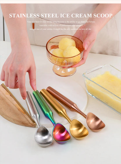 1PC Ice Cream Scoops Stainless Steel Ice Cream Digger Non-Stick Fruit Ice Ball Maker Household Watermelon Ice Cream Spoon Tool