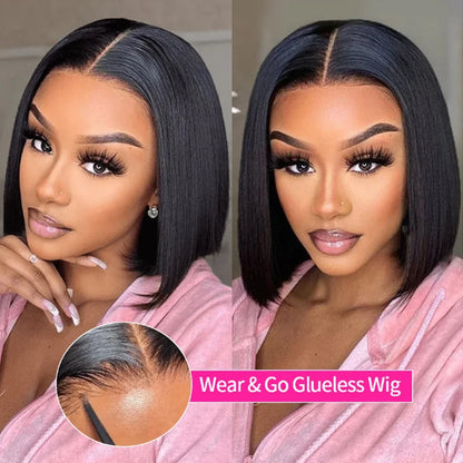 12A Ready To Go Bone Straight Bob Wig Lace Frontal 100% Human Hair Wigs For Women Short Bob Wig Lace Closure Wig Glueless Wig