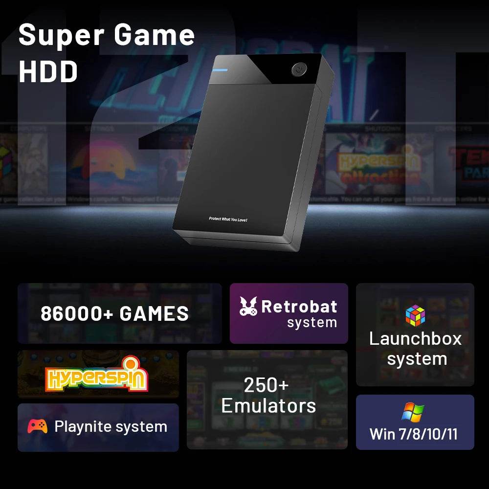 12T Gaming HDD with Hyperspin Launchbox Retrobat Playnite Super Console with 86000+ Retro Vidoe Game For PS3/PS2/PSP/WII/WIIU/DC - MarvelouStoree