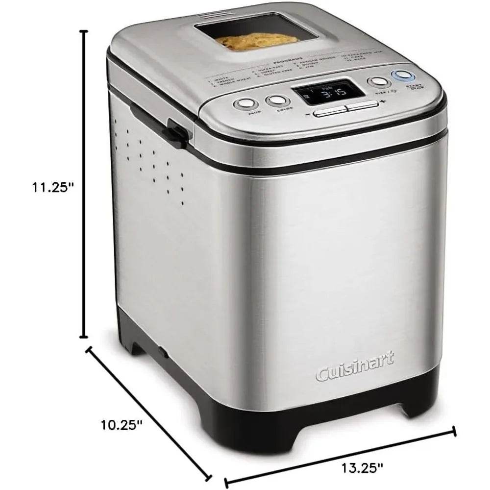 Bread Maker Machine, Compact and Automatic, Customizable Settings, Up to 2lb Loaves, CBK-110P1, Silver,Black - MarvelouStoree