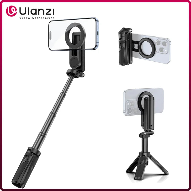 Ulanzi JJ03 Dual-sided Magnetic Phone Tripod Smartphone Grip Selfie Stick with Remote Vlog Tripod for Photography Video Vlog