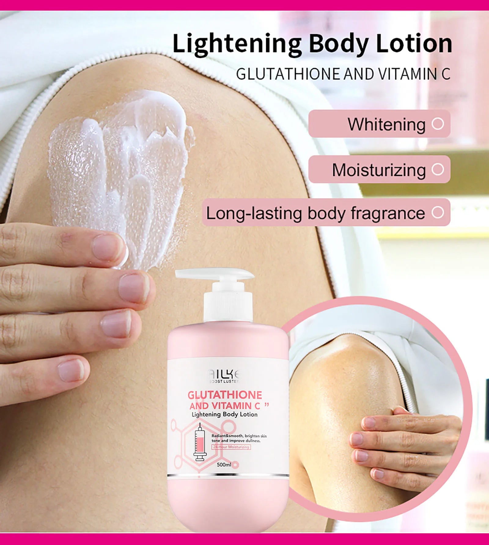 AILKE Whitening Remove Black Spots Facial Skin Care Lotion Moisturizing Cream Body Glutathion Vitamin C Black Skin Face New Set