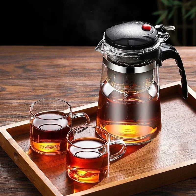 Chinese Style Kung Fu Teapot Heat Resistant Glass Teapot with Tea Water Separation Filter Home Coffee Pot Home Teaware Set