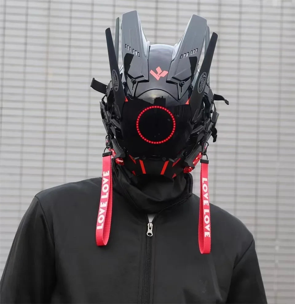 Cyberpunk Mask Role-play Futuristic Rainbow Mask Helmet Mechanical Style Halloween Party Gift Toys for Men and Women