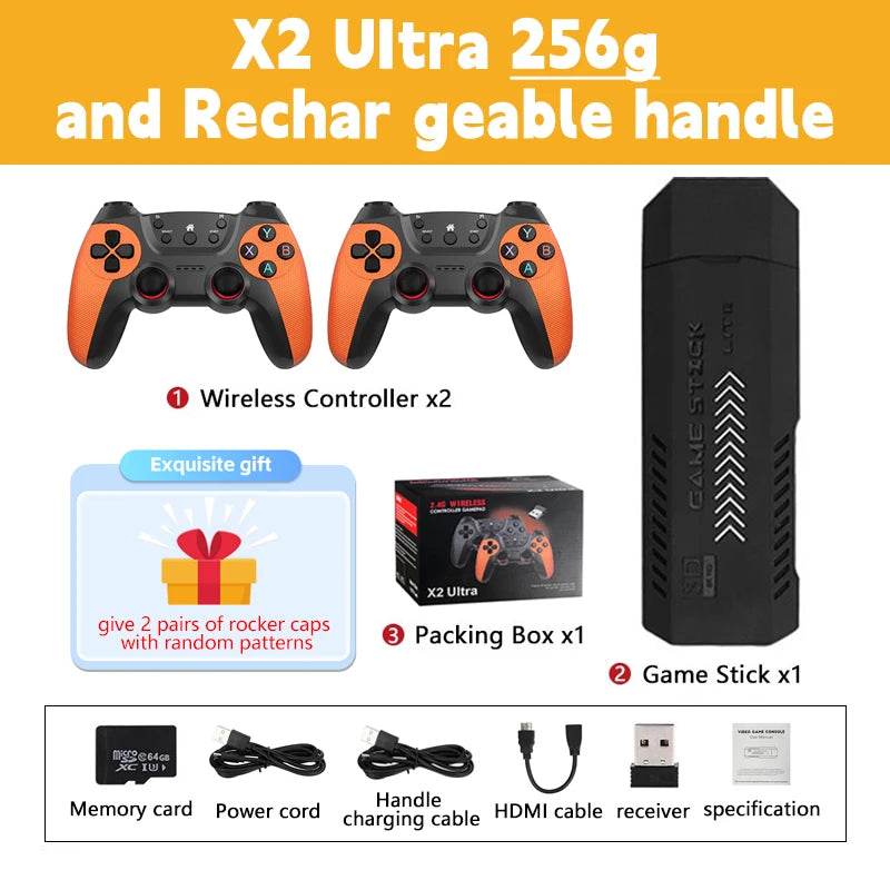 X2 Ultra Video Game Stick Console Or ONLY 2.4G Double Wireless Controller 4K HD30000 Games 128G Retro Games Christmas Gift - MarvelouStoree