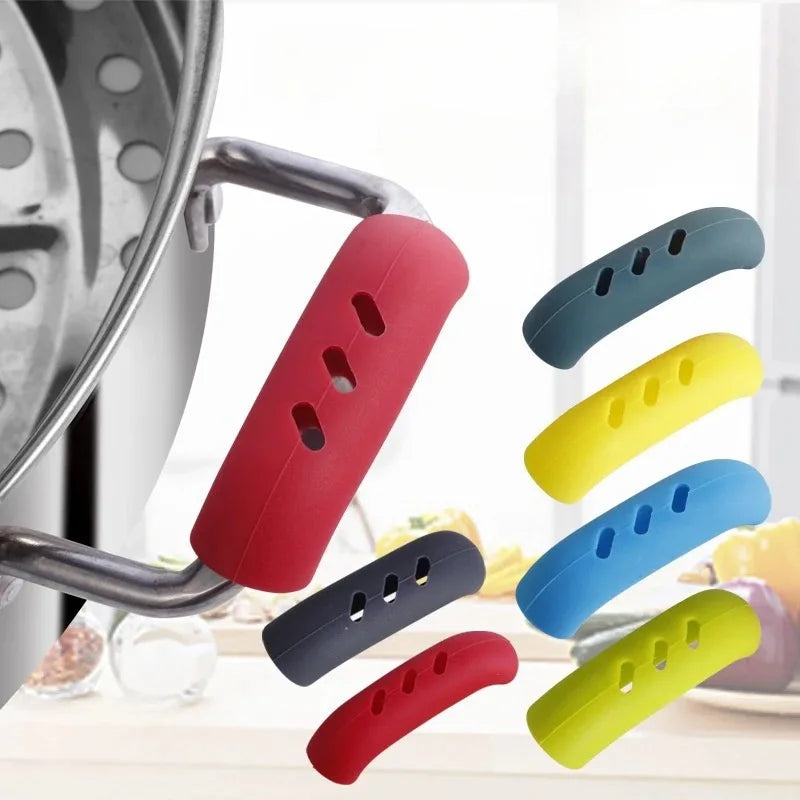 2Pcs Silicone Pan Handle Cover Heat Insulation Assist Handle Holder Grip Sleeve Kitchen Gadgets