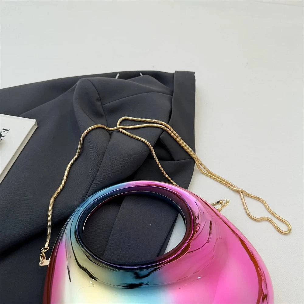 MOODS Evening Clutch Bags For Women 2024 Luxury Designer Purses And Handbags Golden Wedding Dinner Party Round Handle Wrist Bag