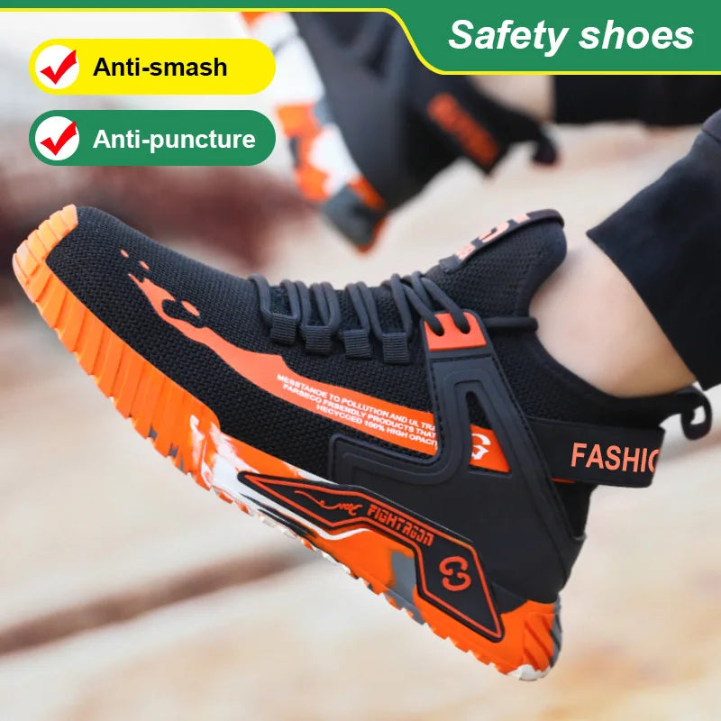 Men's Work Safety Shoes High top Steel Toe Work Shoes Men Anti-puncture Safety Shoes Woman Safety Boots Man Indestructible Shoes