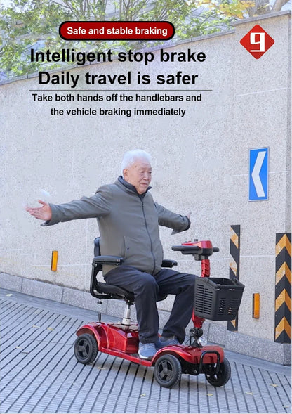 New Folding Electric Scooter for Elderly and Disabled Armrest Seat Adults 4 Wheels Leisure Portable Mobility Scooter 300W24V20AH