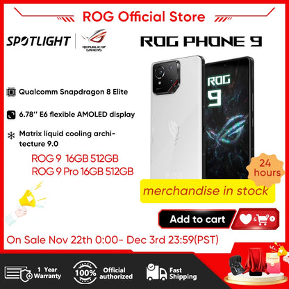 ASUS ROG Phone 9&9pro Gaming Phone Snapdragon Supreme Edition Matrix Liquid Cooling 185HZ Samsung E6 Gaming Screen