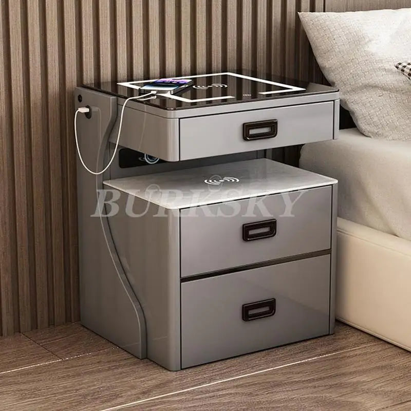 Bedside Table For Living Room Smart Ctorage Cabinet Modern Furniture Bed Side Safe For The Bedroom With Wireless Charging