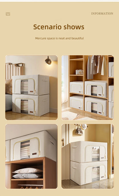 Cloth Storage Box, Fabric Clothing, Moving and Organizing Box, Folding Wardrobe, Dormitory Storage Basket, Household Use