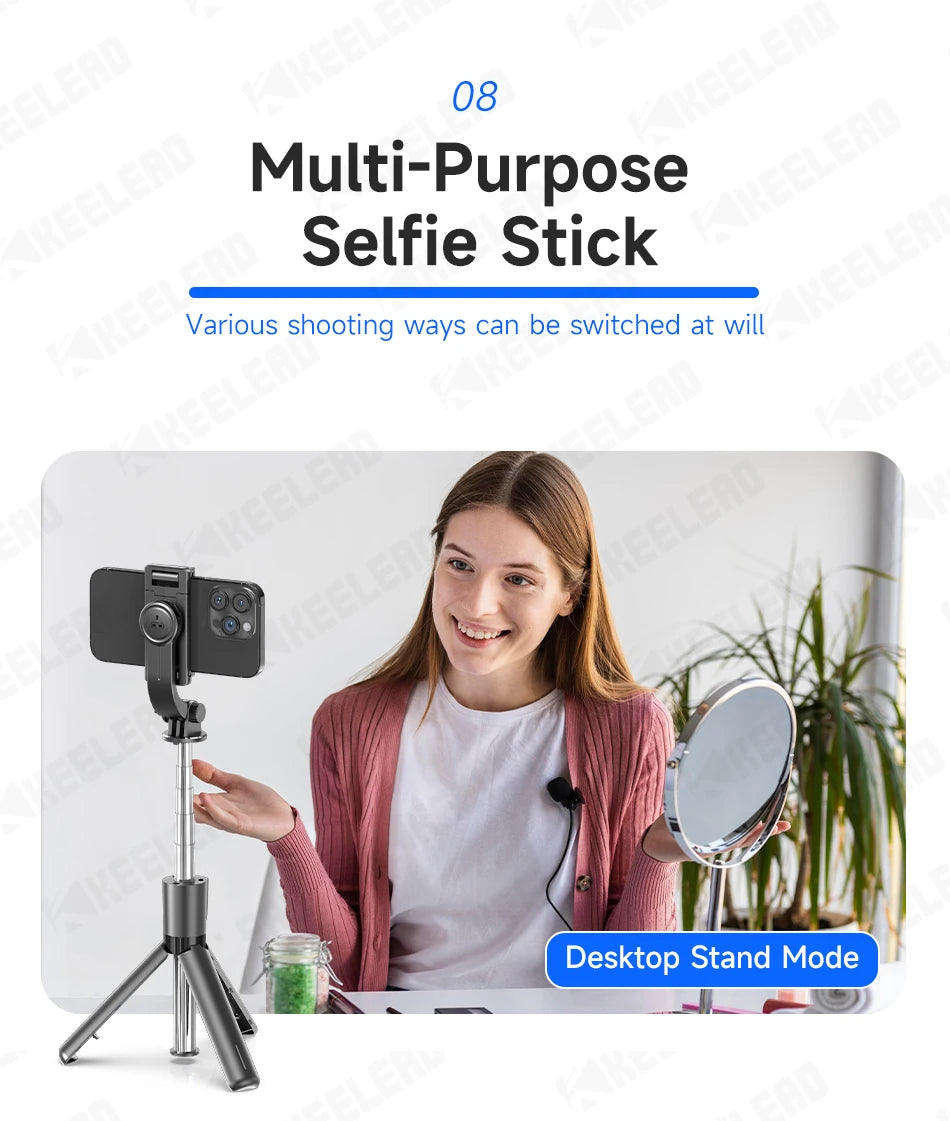 TOKQI Selfie Stick Tripod Phone Holder Desktop Stand Extendable Monopod w/ Bluetooth RC for Mobile live Broadcast Handheld Photo