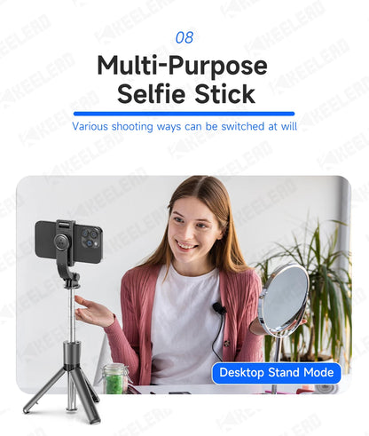 TOKQI Selfie Stick Tripod Phone Holder Desktop Stand Extendable Monopod w/ Bluetooth RC for Mobile live Broadcast Handheld Photo