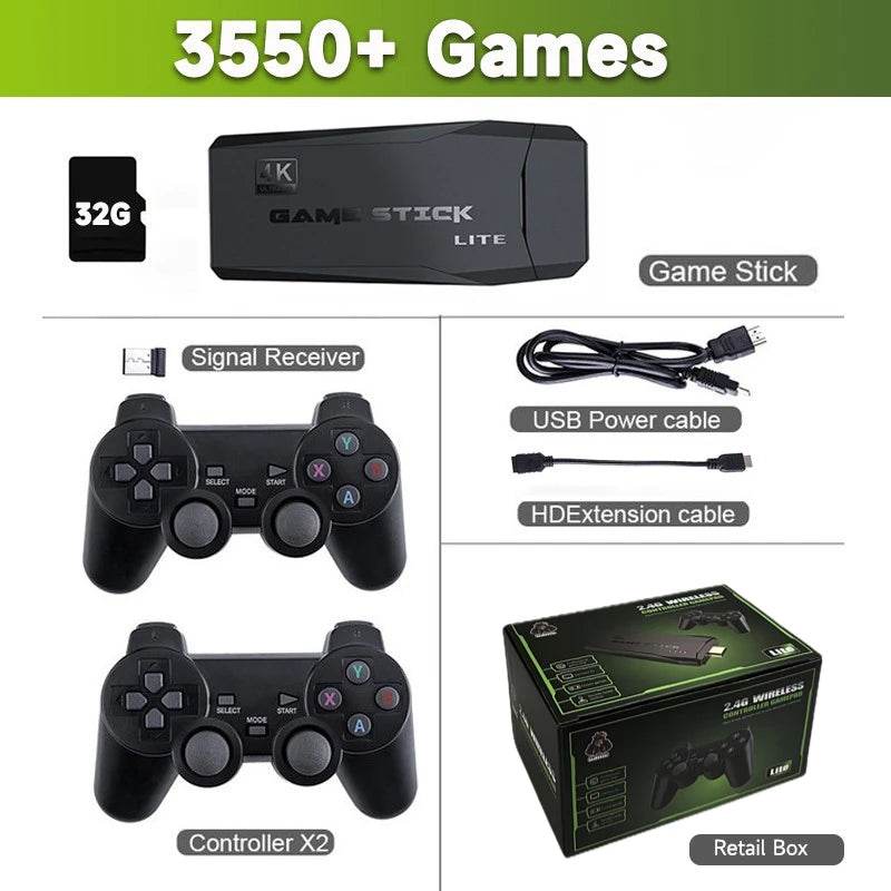 Video Game Stick Lite 4K HD Video Game M8 Console 64GB Double Wireless Controller For 10000 Retro Games Kid Xmas Gift - MarvelouStoree