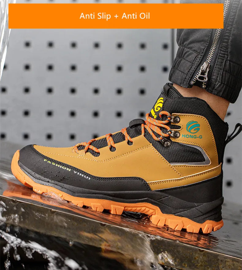 safety shoes man waterproof work safety sneakers high top boots anti puncture Work shoes steel toe working shoes with protection