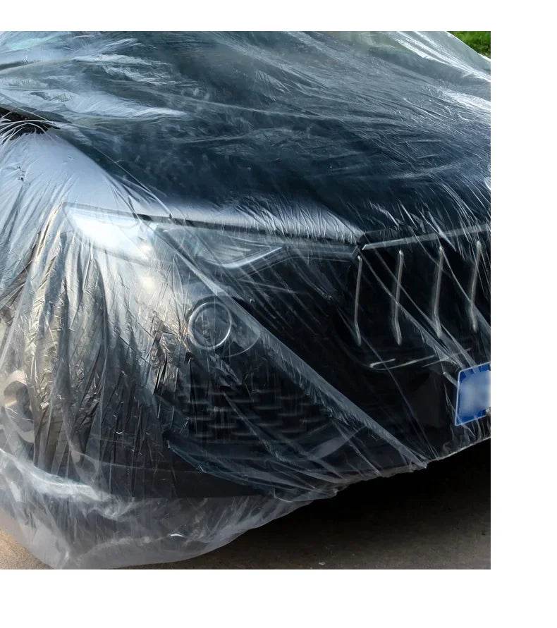 Disposable Transparent Car Clothing Cover Dustproof Rainproof Transparent Paint Dustproof Plastic PE Film Rainproof Car Cover - MarvelouStoree