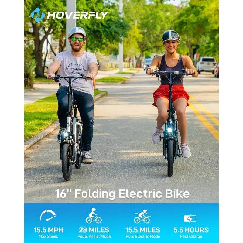 H3 16-Inch Electric Bike with 28-Mile Maximum Range (Pedal Assist) Folding Electric Bike with Removable Battery - MarvelouStoree