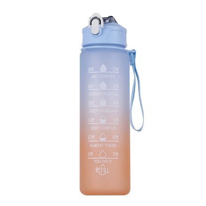 Gradient Color Water Cup, Simple Rope Lifting Space Cup, Student Scale Straw Cup, Sports Water Bottle, High Aesthetic Value