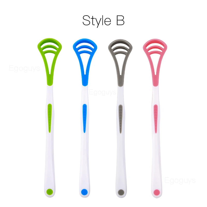 1PC Dual Uses Tongue Scraper Cleaners Reusable Oral Health Cleaning Brush Hygiene Care Toothbrush Mouth Fresh Breath Scraping　