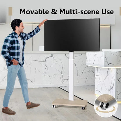 Rolling TV Floor Stand for 32 to 65 70 Inch TVs, Portable Mobile TV Cart on Wheels, Black Tall TV Stand with Swivel Mount