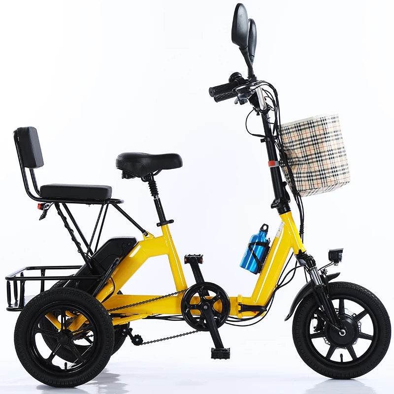 Small 14-inch folding pedals, lightweight lithium battery power tricycle, adult power city walking tricycle - MarvelouStoree