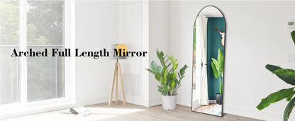 US Arched Full Length Mirror with Stand, Full Length Mirror for Bedroom, Cloakroom, Living Room, Aluminum Alloy Thin Frame