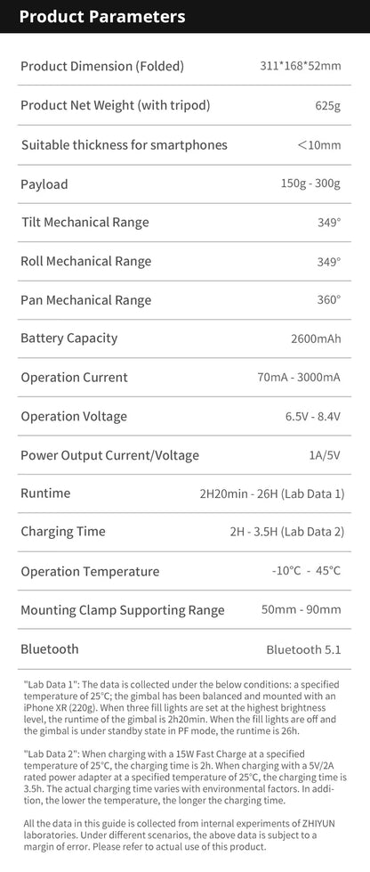 ZHIYUN Official SMOOTH 5S AI Handheld Stabilizer Gimbal 3-Axis Gimbals Fill Light Phone Stabilizer for iphone 13 pro max Samsung