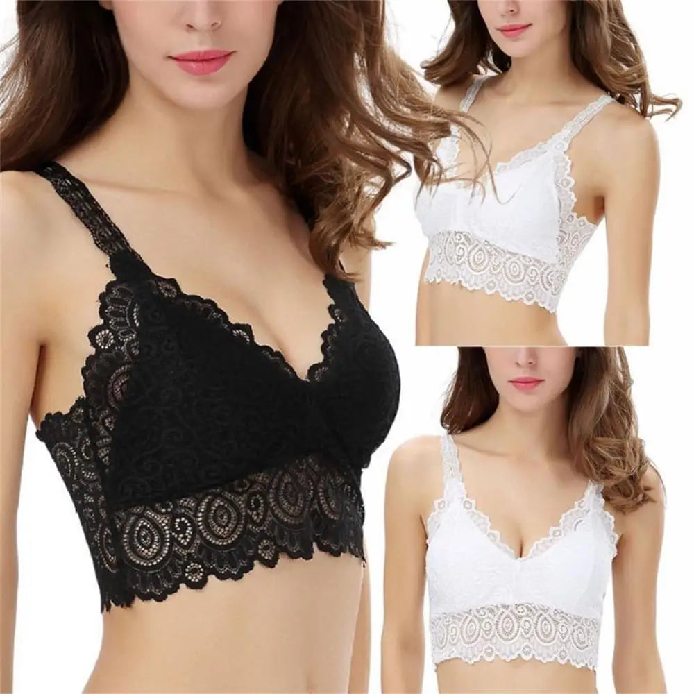 Summer Women Lace Cotton Tank Tops Sexy V Neck Lace Crochet Vest Casual Camisole Bralette Bustier Unpadded Bra