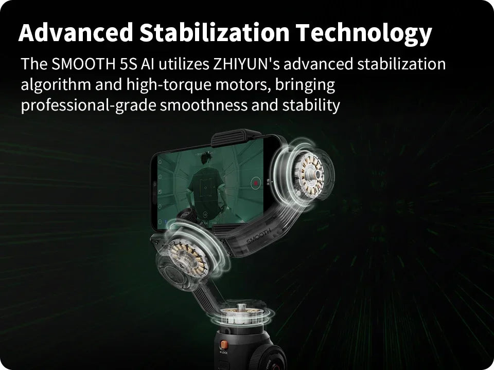 ZHIYUN Official SMOOTH 5S AI Handheld Stabilizer Gimbal 3-Axis Gimbals Fill Light Phone Stabilizer for iphone 13 pro max Samsung