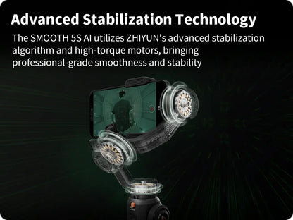 ZHIYUN Official SMOOTH 5S AI Handheld Stabilizer Gimbal 3-Axis Gimbals Fill Light Phone Stabilizer for iphone 13 pro max Samsung