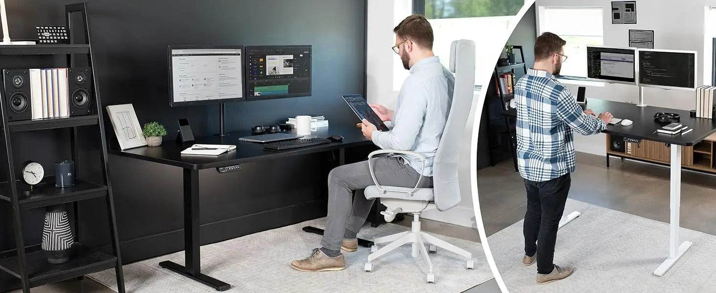 Electric Rustic Standing Desk Workstation, Memory Controller Height Adjustment Particle Board, Steel Computer Standing Desk - MarvelouStoree