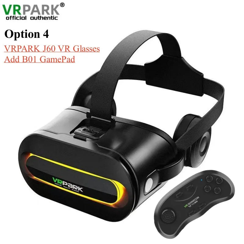 Original J60 4K Wireless Virtual Reality VR Glasses Stereo 3D Videos Google Cardboard Box Headset Helmet for Smartphone Max 6.7"