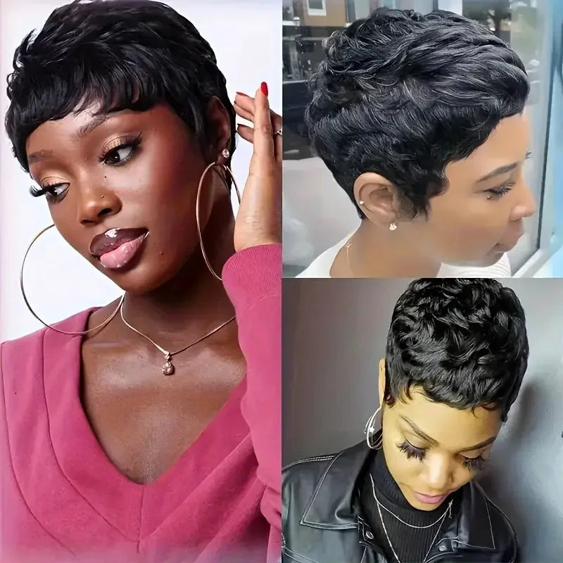 Short Bob Straight Human Hair Wigs Natural Color Brazilian Remy Hair Pixie Cut Wig Cheap Human Hair Wig For Black Women Misney