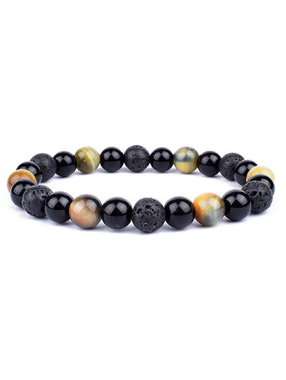 OAIITE 8mm New Turkish Evil Eye Bracelet for Women Charm Tiger Eye Stone Bracelet for Men Hematite Healing Health Care Jewelry