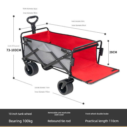 Foldable Four-Wheel Stall Kids Long Outdoor Camp Car - MarvelouStoree