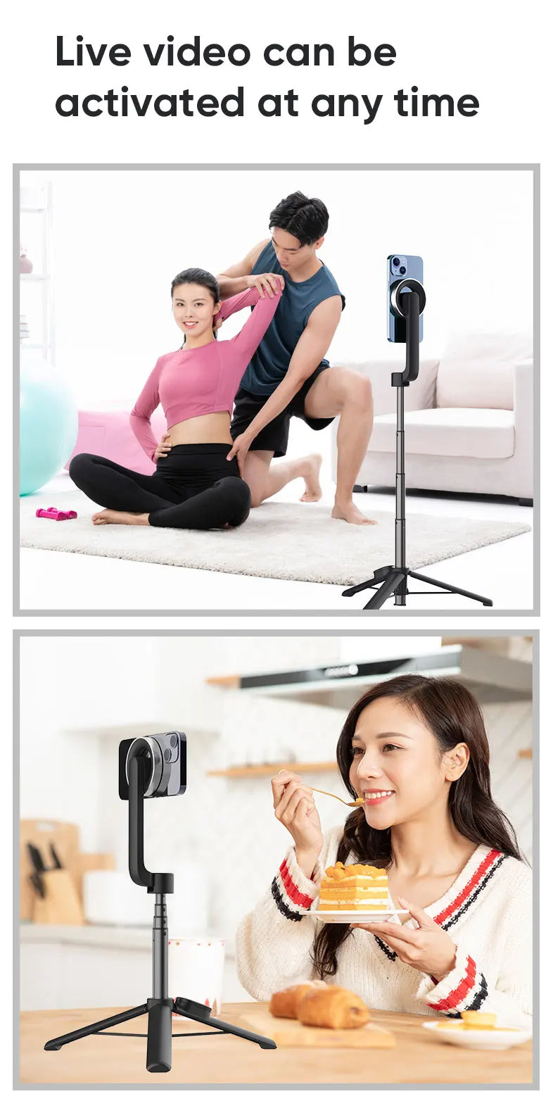 Mobile Phone Stand Bluetooth Selfie Stick Magnetic Handheld Camera Stabilizer Desktop Integrated Tiktok Live Triangle Stand