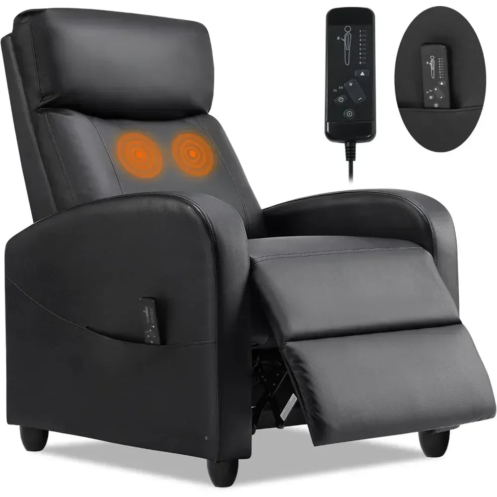 2023 SMUG Adults Massage Living Room Adjustable Modern Chair Home Theater Single Sofa Recliner PU Leather Padded Seat Backrest