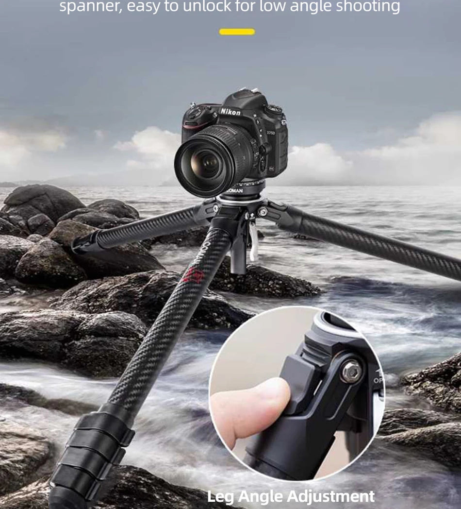 COMAN Zero F38 Carbon Fiber Lightweight Travel Tripod Professional Dslr Camera Tripod For Film making Smartphone Maxload 39.6lbs