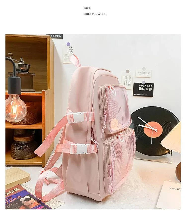 Japanese Kawaii Itabag Women New 2024 Transparent Backpack Women Large Capacity Ita Backpack School Bags For College Student JK