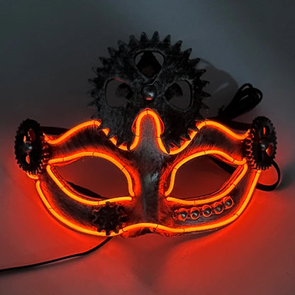 Halloween Christmas Glowing Party Supplies Cyberpunk Style  Fox Face Mask LED Luminous Mask In Carnival Party