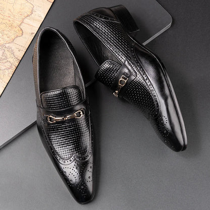 Fashion Business Casual Genuine Leather Shoes Handmade Party Wedding Wear Men Office Dress Shoe Big Size 39-50 Black Loafers