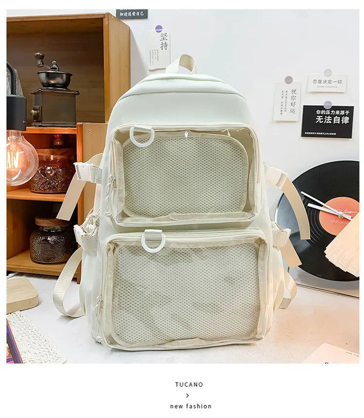 Japanese Kawaii Itabag Women New 2024 Transparent Backpack Women Large Capacity Ita Backpack School Bags For College Student JK