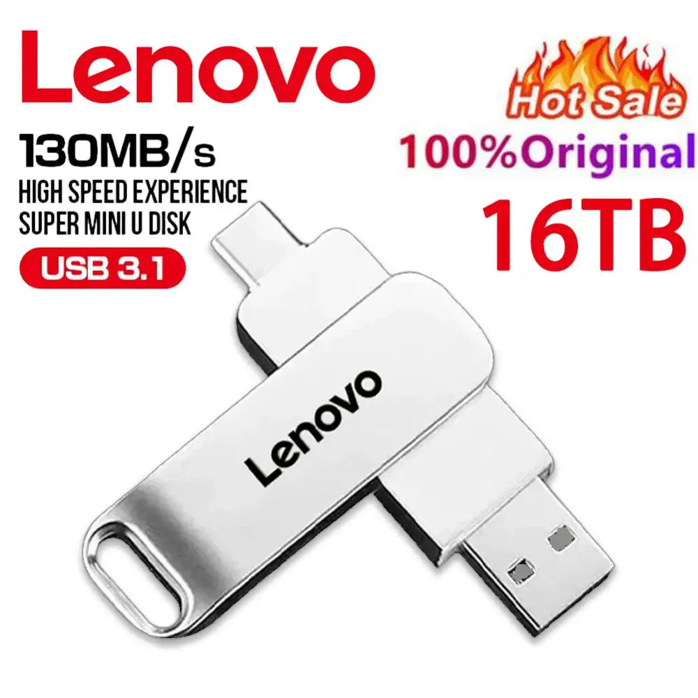 Lenovo 16TB 8TB 2 In 1 Pen Drive Type C USB Flash Drive 1TB 512GB 256GB 128GB Mobile Storage Flash Disk Gift Custom Logo For PC