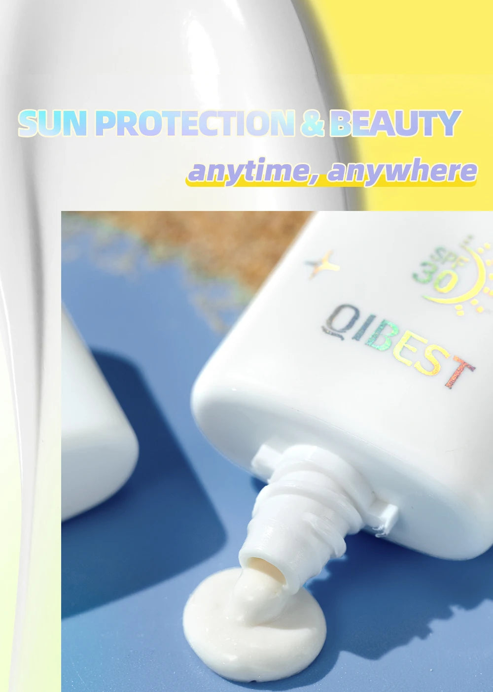 QIBEST Pearlescent Body Sunscreen Whitening Sun Cream Protective Cream Oil-Control Moisturizing Makeup Shimmer Primer Brightens