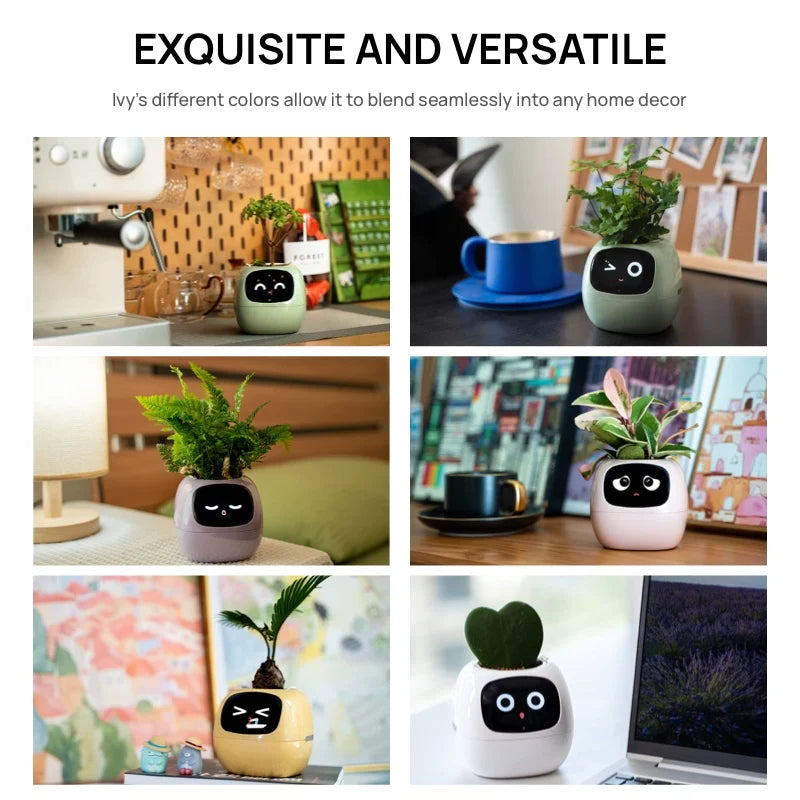 Purple Tuya Ivy Smart Planter,Endless Fun Over 49 Rich Expressions,7 smart sensors and AI Chips Make Raising Plants Easy and Fun